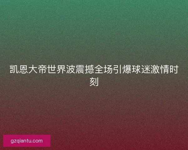凯恩大帝世界波震撼全场引爆球迷激情时刻